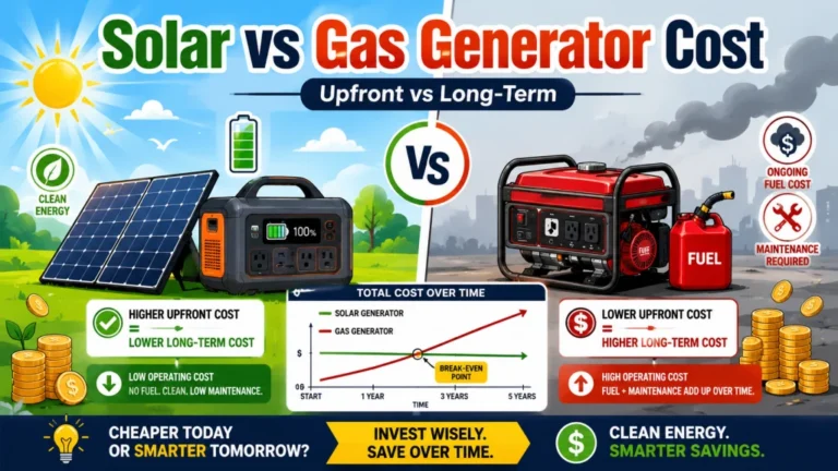 Solar Generator vs Gas Generator Cost: The Upfront Number Everyone Knows and the Long-Term Math Nobody Does