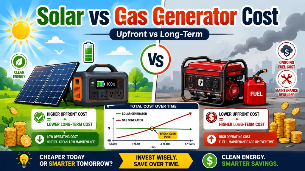 Solar Generator Vs Gas Generator Cost