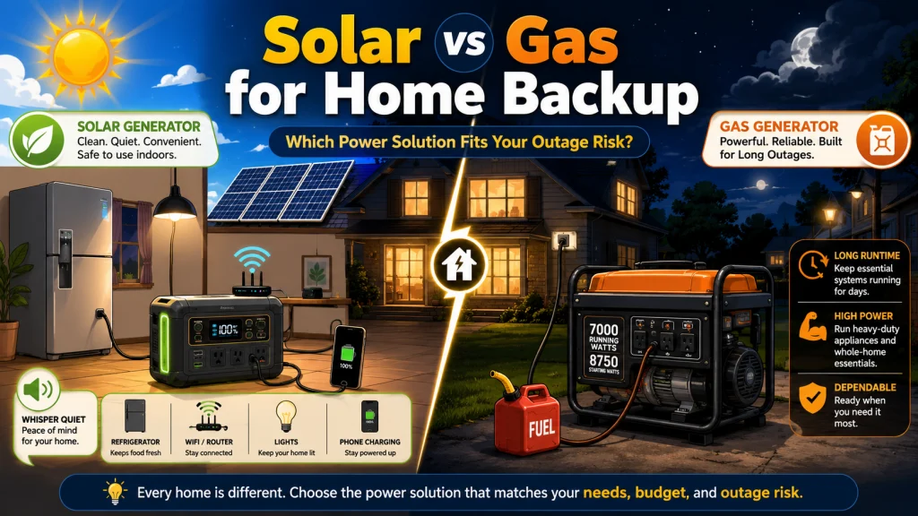 Solar Generator Vs Gas Generator For Home Backup