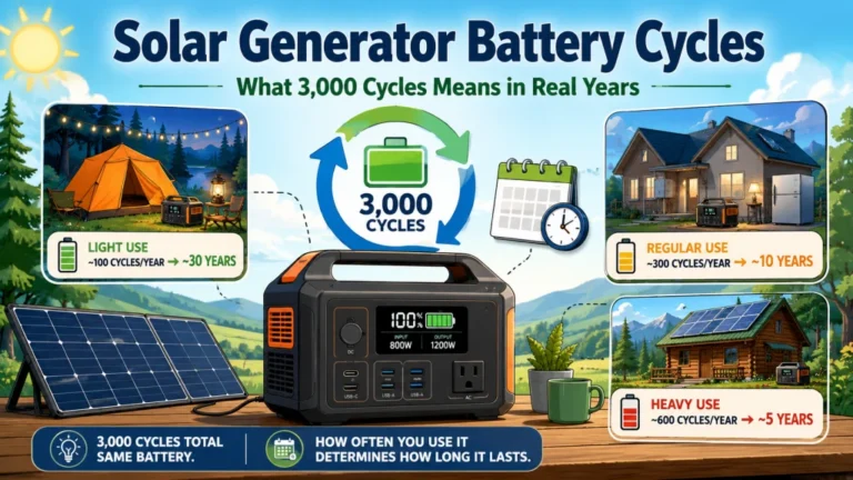 Solar Generator Battery Cycles Explained: What 3,000 Cycles Means in Real Years